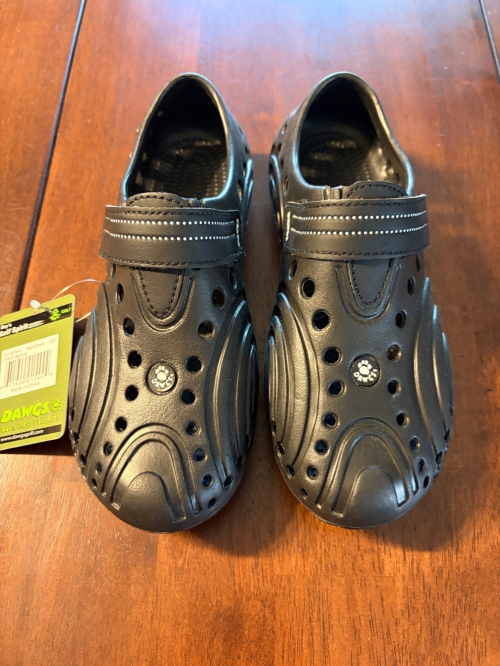 Dawgs Kids Black Slip-On Sandals with Adjustable Strap